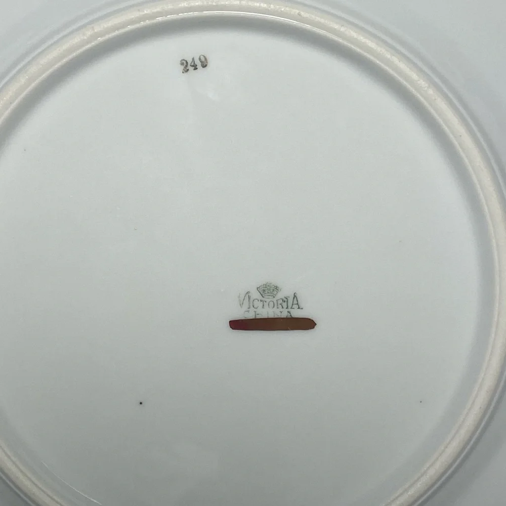 Set: Vintage Early 1900’s Victoria of Czechoslovakia China Gold Rimmed Plates